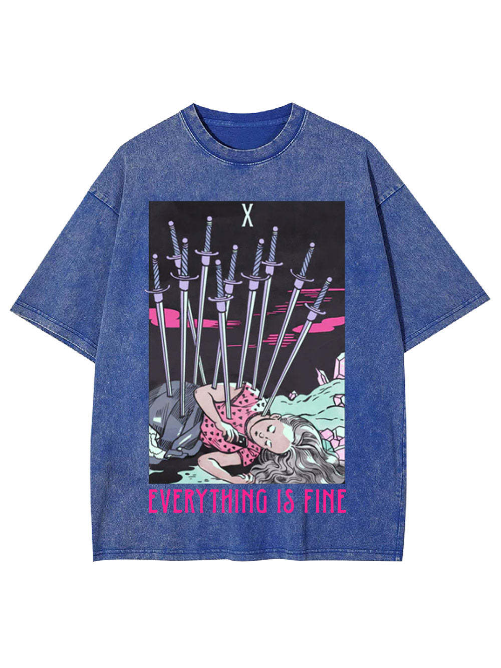 Eyerything Is Fine Washed Tshirt-ClassyOutlaw Sale