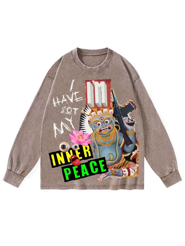 I Have Got My Inner Peace Washed Long-Sleeve Tshirt-ClassyOutlaw