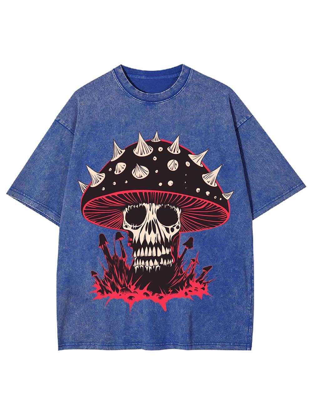 Punk Mushroom Skull Washed Tshirt