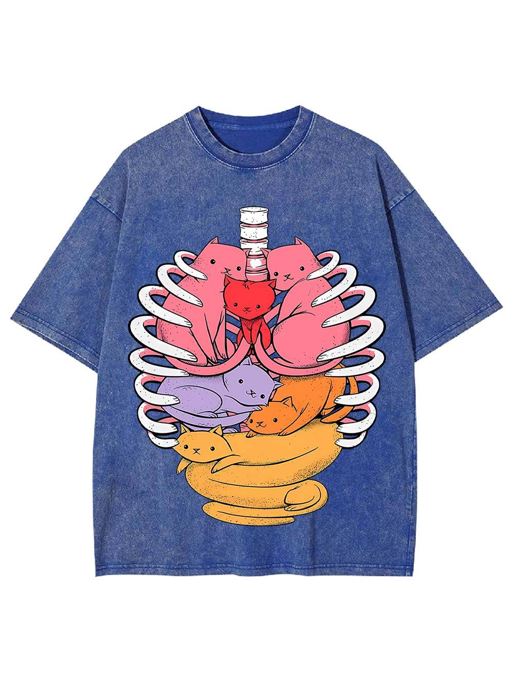 Cats In Rib Cage Washed Tshirt