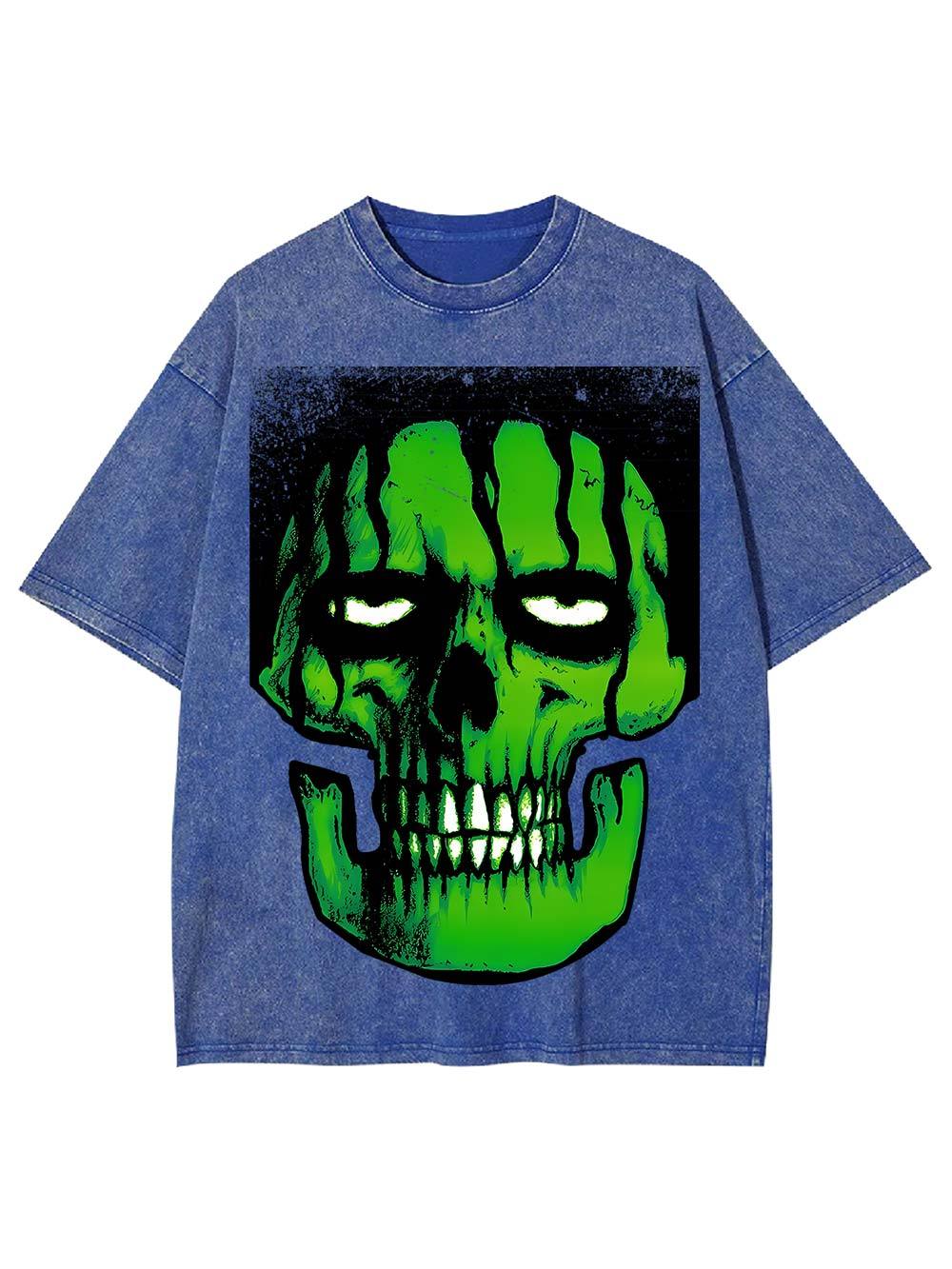 Glowing Green Skull Washed Tshirt