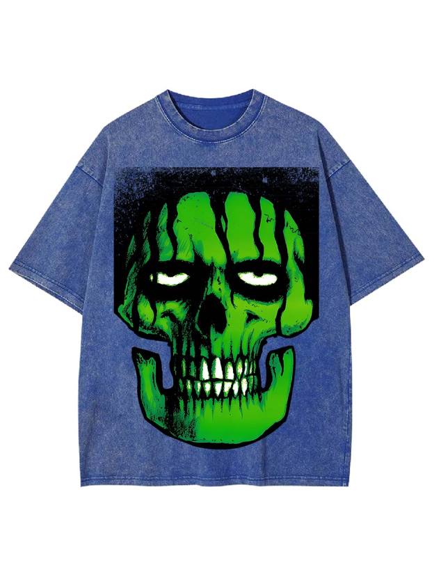 Glowing Green Skull Washed Tshirt