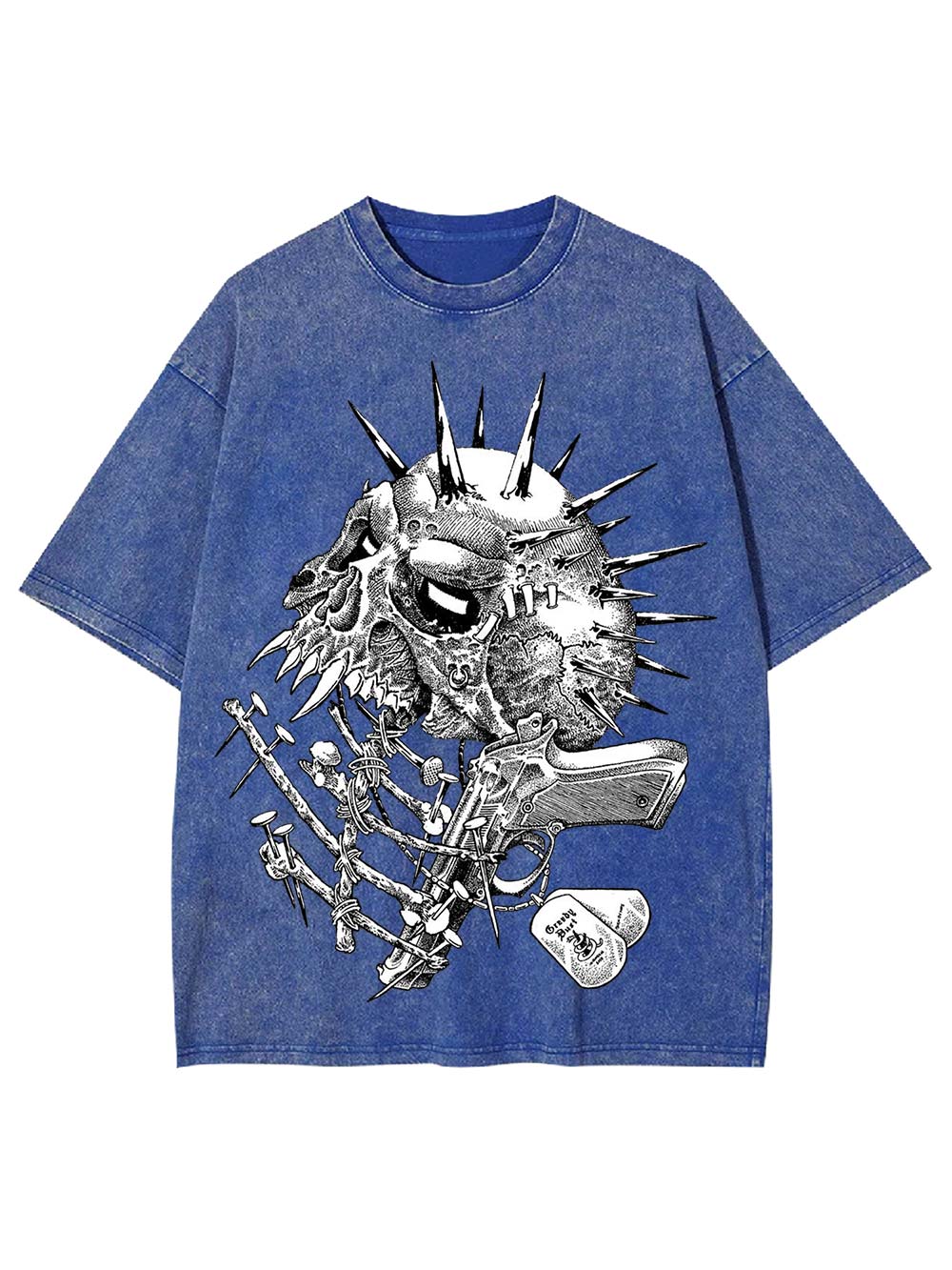 Gun And Skull Washed Tshirt