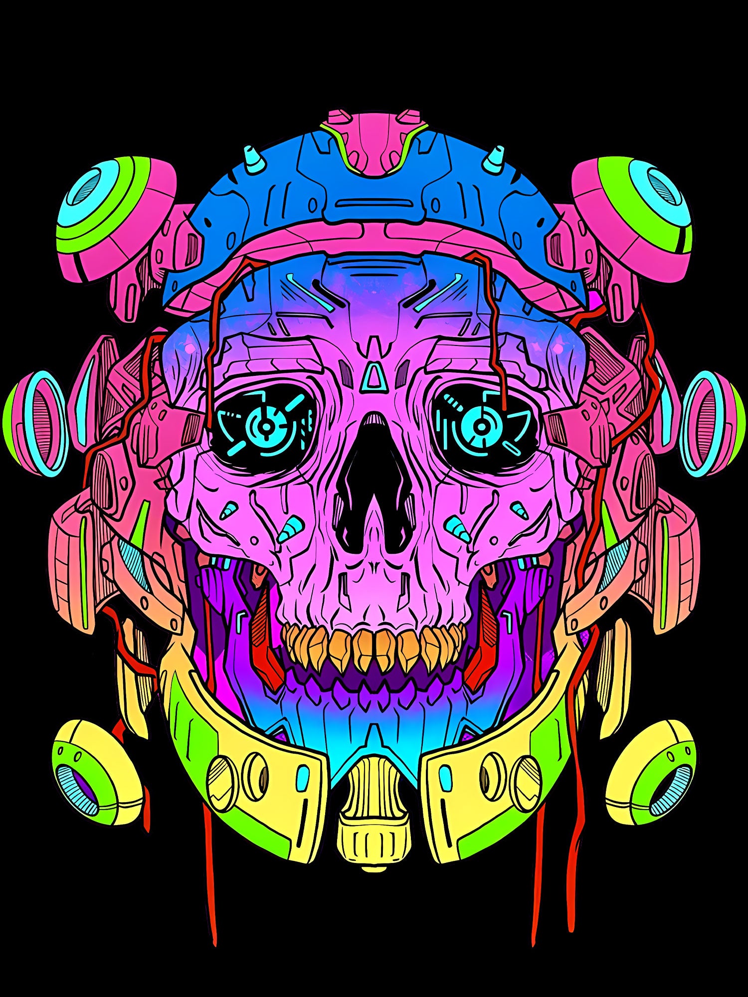 Cyber Skull Washed Tshirt