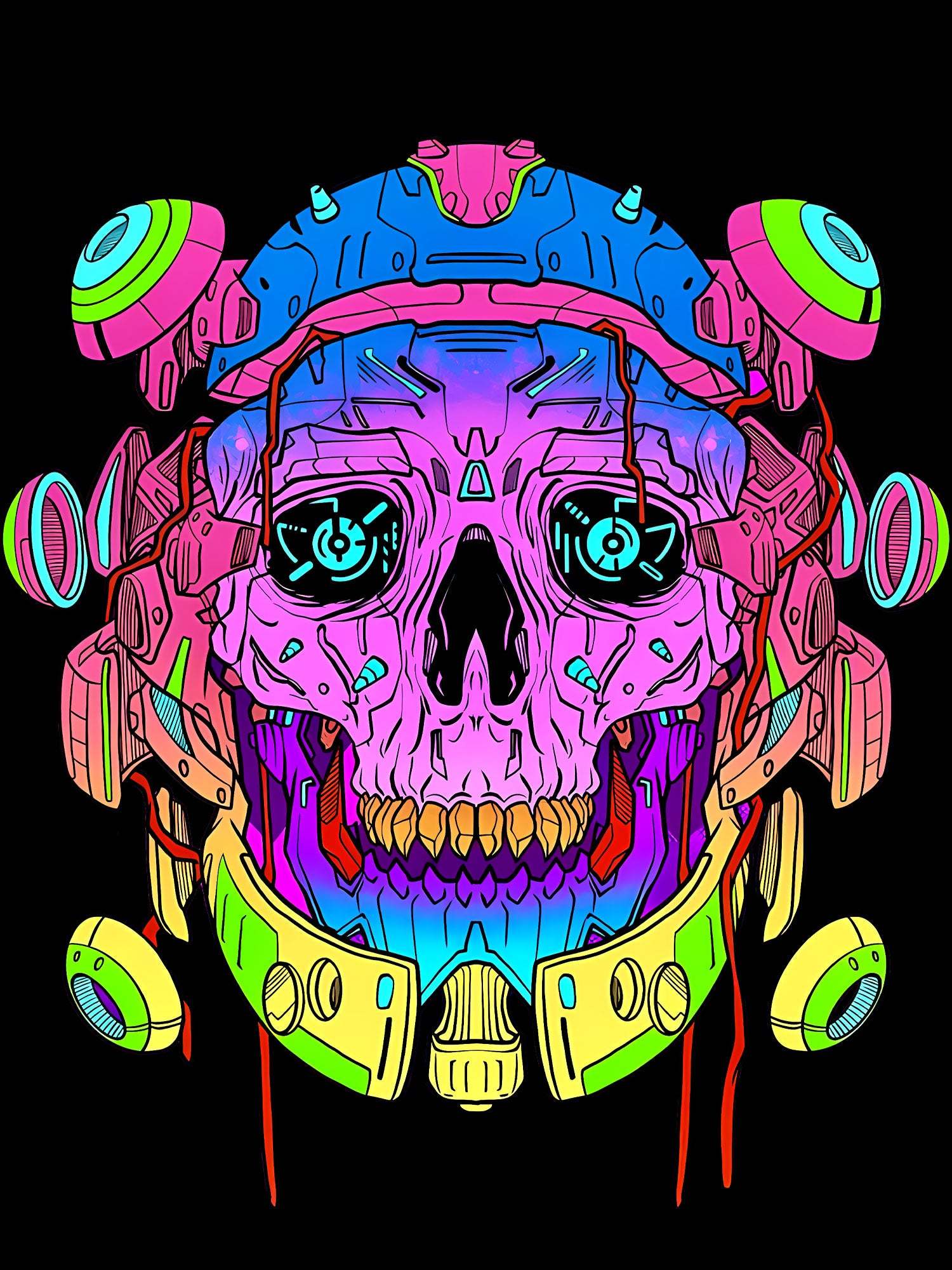 Cyber Skull Washed Tshirt