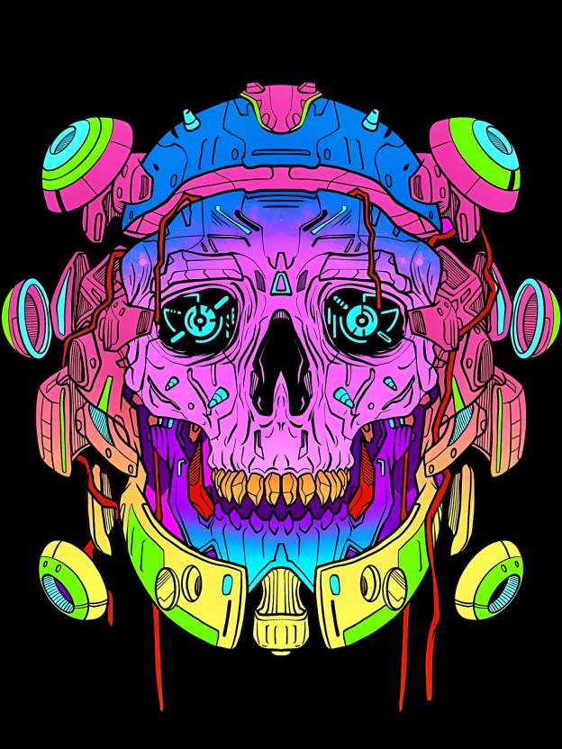 Cyber Skull Washed Tshirt