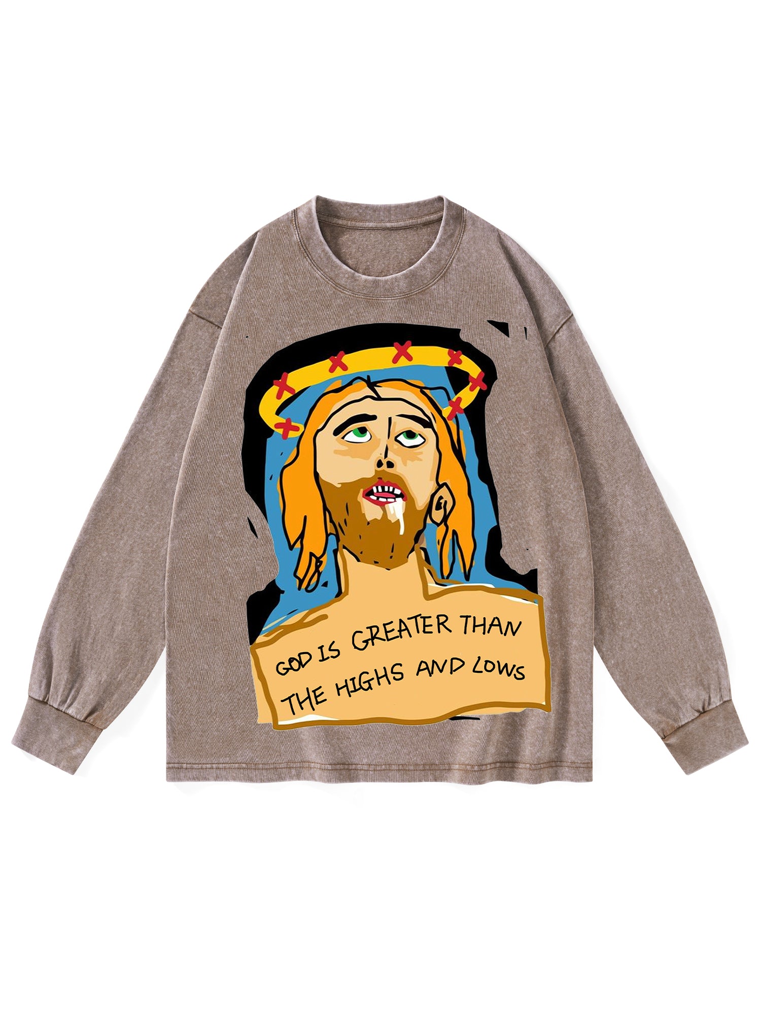 God World Washed Long-Sleeve Tshirt-ClassyOutlaw