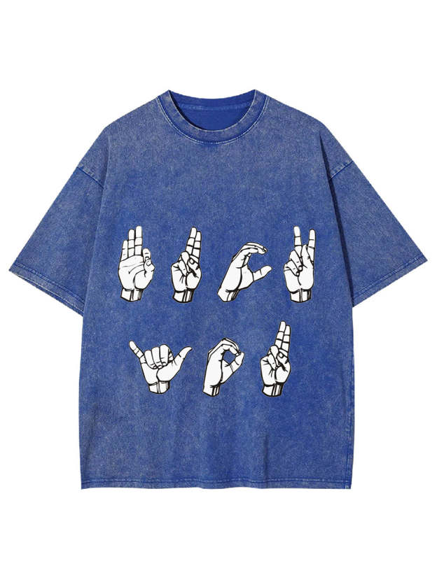 F*Ck You In Sign Language Rude Washed Tshirt