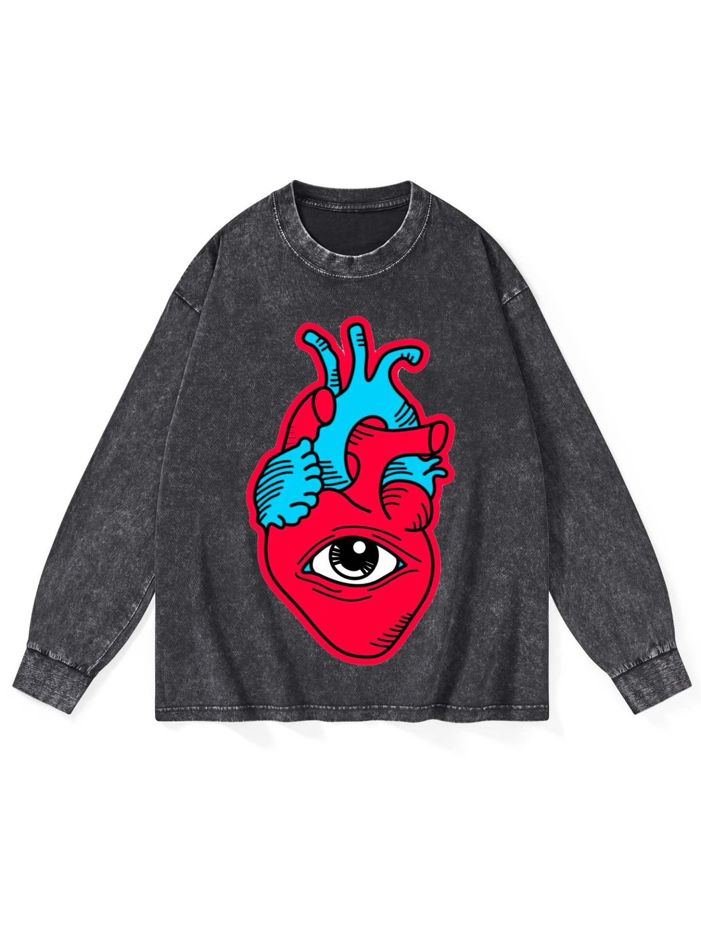 Living Heart Washed Long-Sleeve Tshirt-ClassyOutlaw Sale