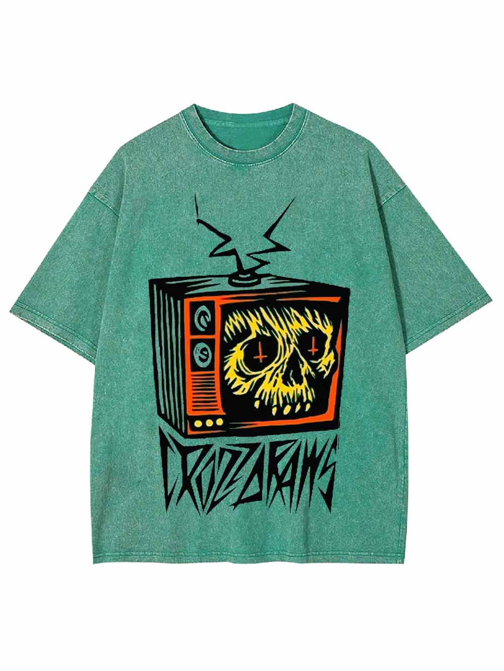 DISTORTED SKULL TV WASHED TSHIRT