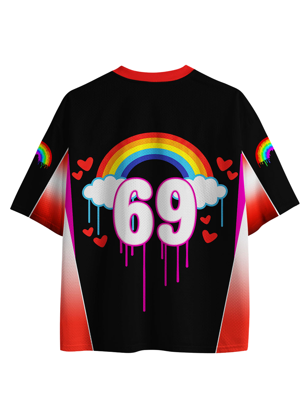 RAINBOW HEART MESH JERSEY