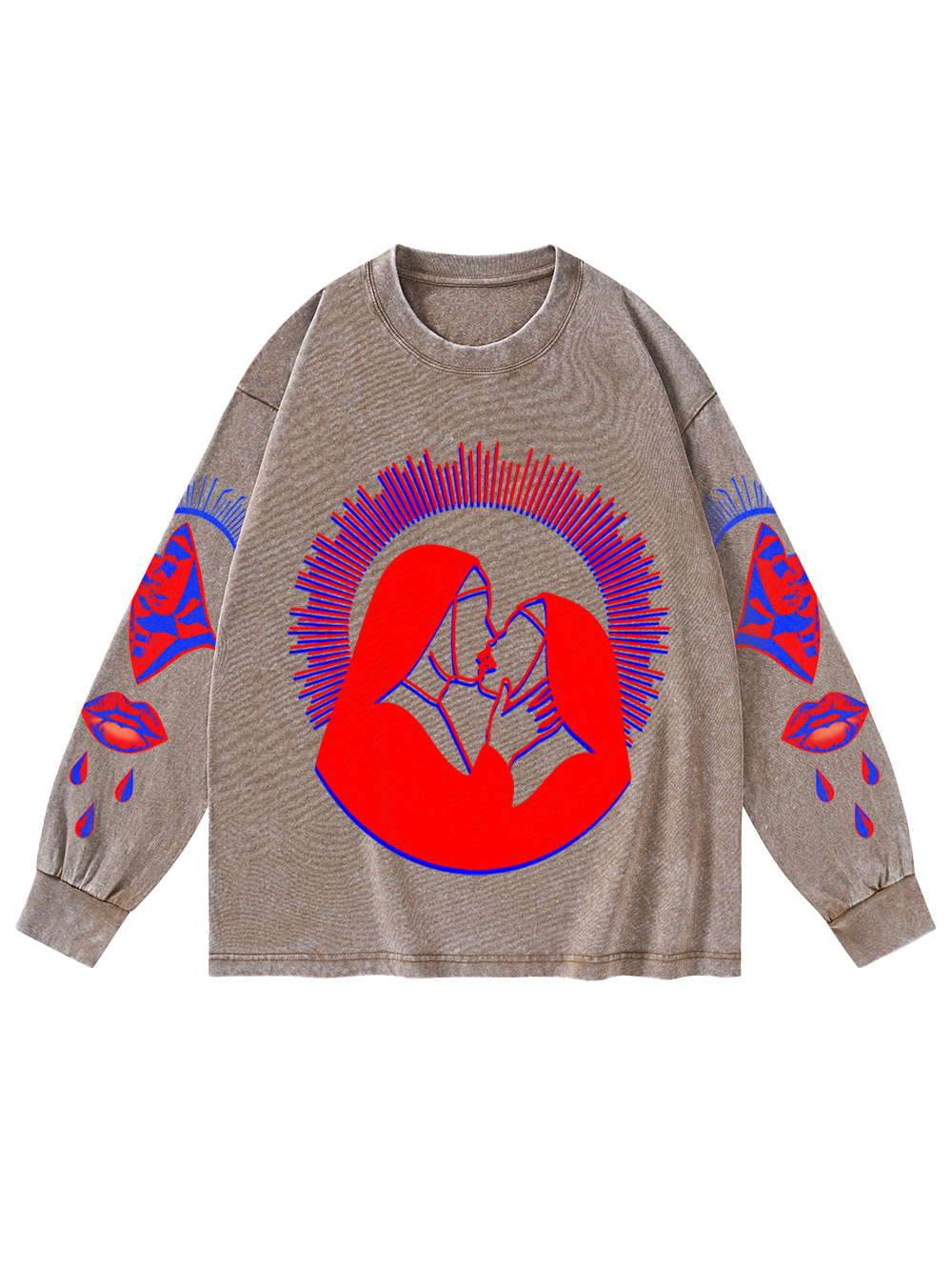 HOLY KISS WASHED LONG-SLEEVE GRAPHIC TSHIRT