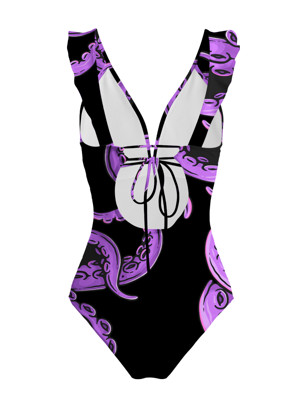 PURPLE TENTACLES V-NECK ONE PIECE SWIMSUIT