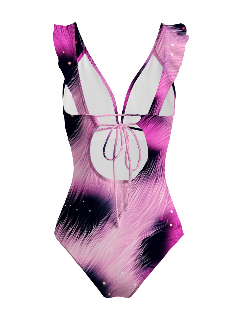 PINK FLUFFY DREAM V-NECK ONE PIECE SWIMSUIT