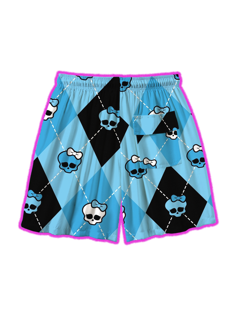 BLUE SKULL ARGYLE ALL OVER PRINT SHORTS