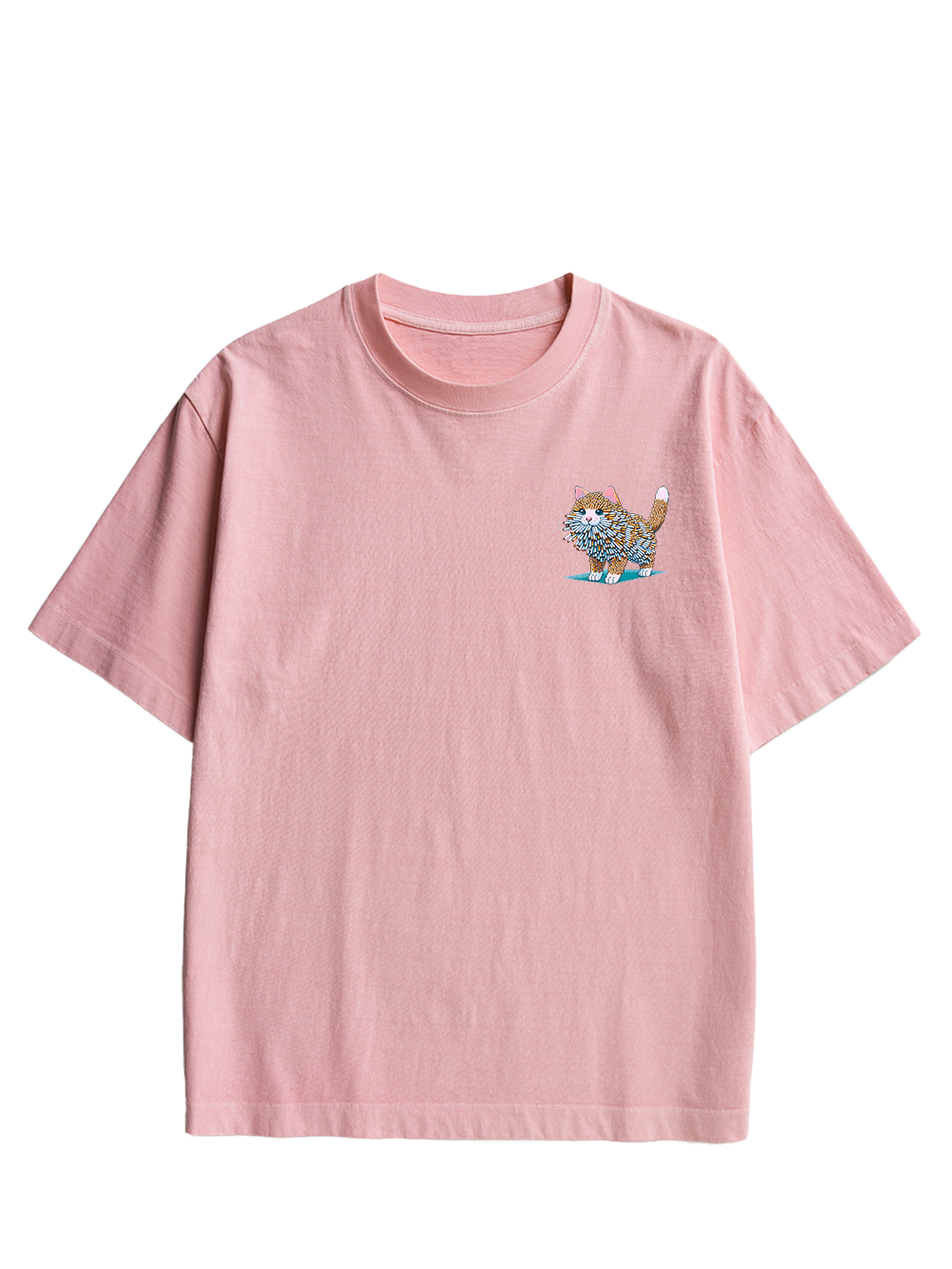 Cigarette Cat Double Sided Print Washed TShirt