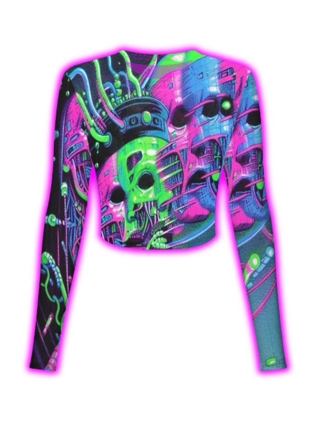 Cyber Skull Matrix Mesh Top