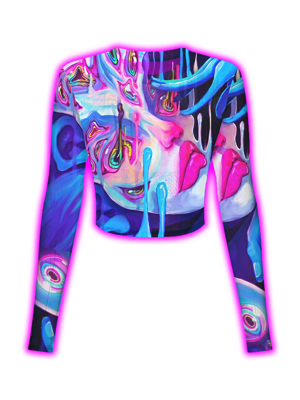 PSYCHEDELIC MELTING FACE ABSTRACT MESH TOP