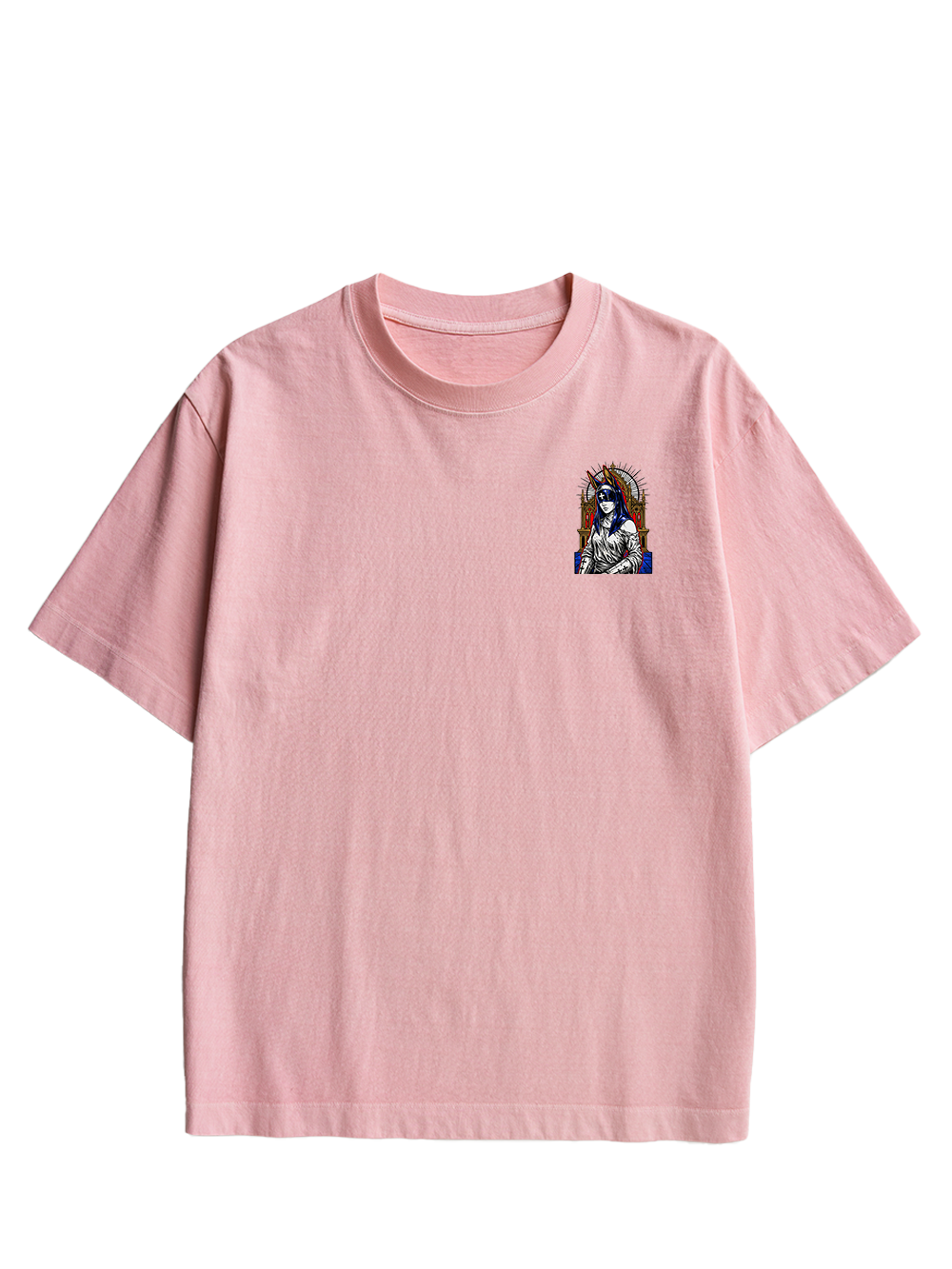 GOTHIC NUN WITH BUNNY EARS CHURCH DOUBLE SIDED PRINT WASHED TSHIRT