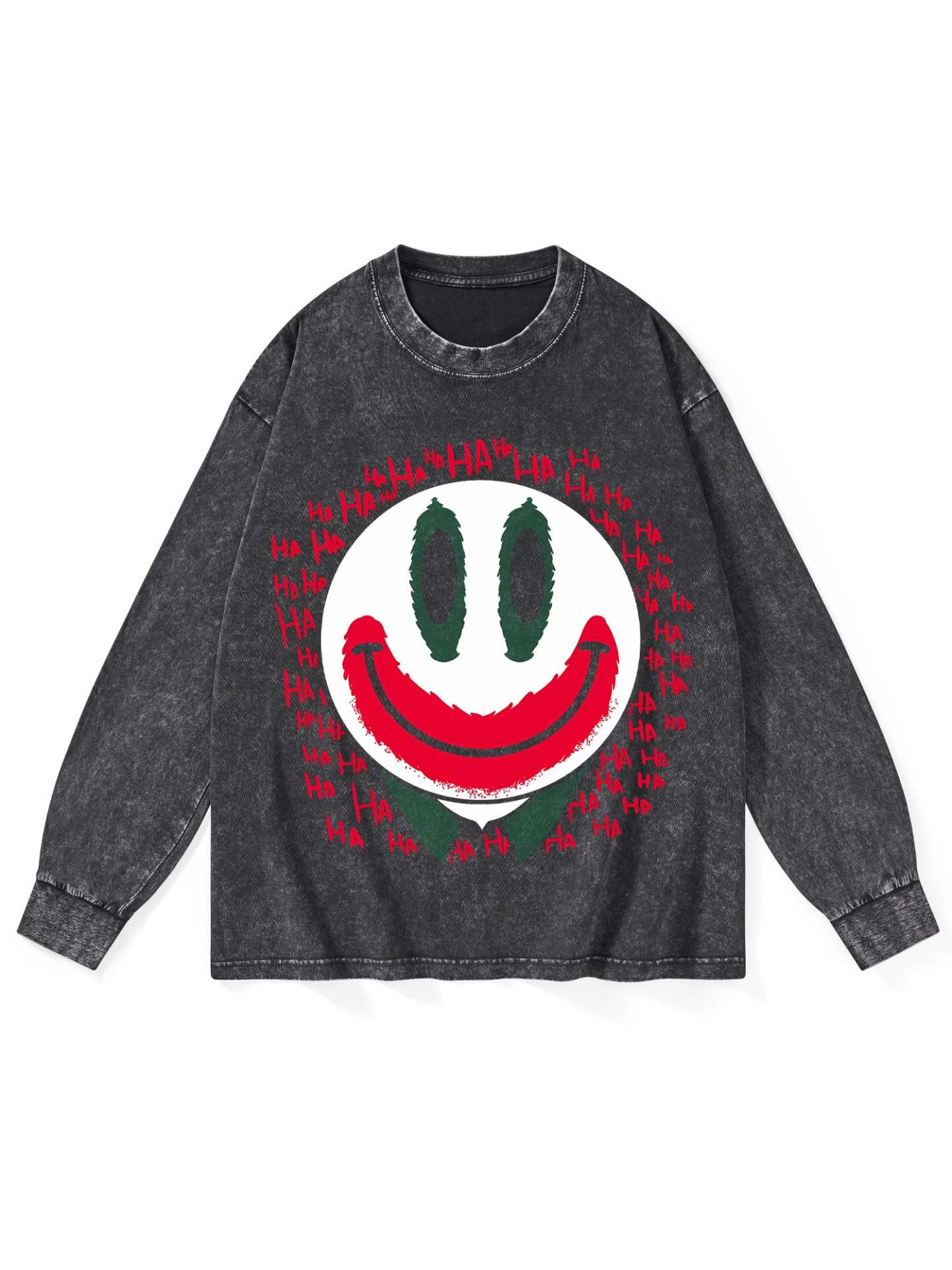 Hahahahaha Washed Long-Sleeve Tshirt-ClassyOutlaw Sale