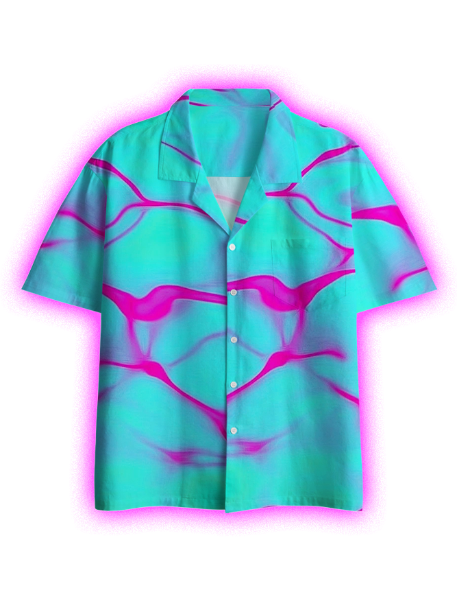 Neon Wave Button Up Pocket Shirt