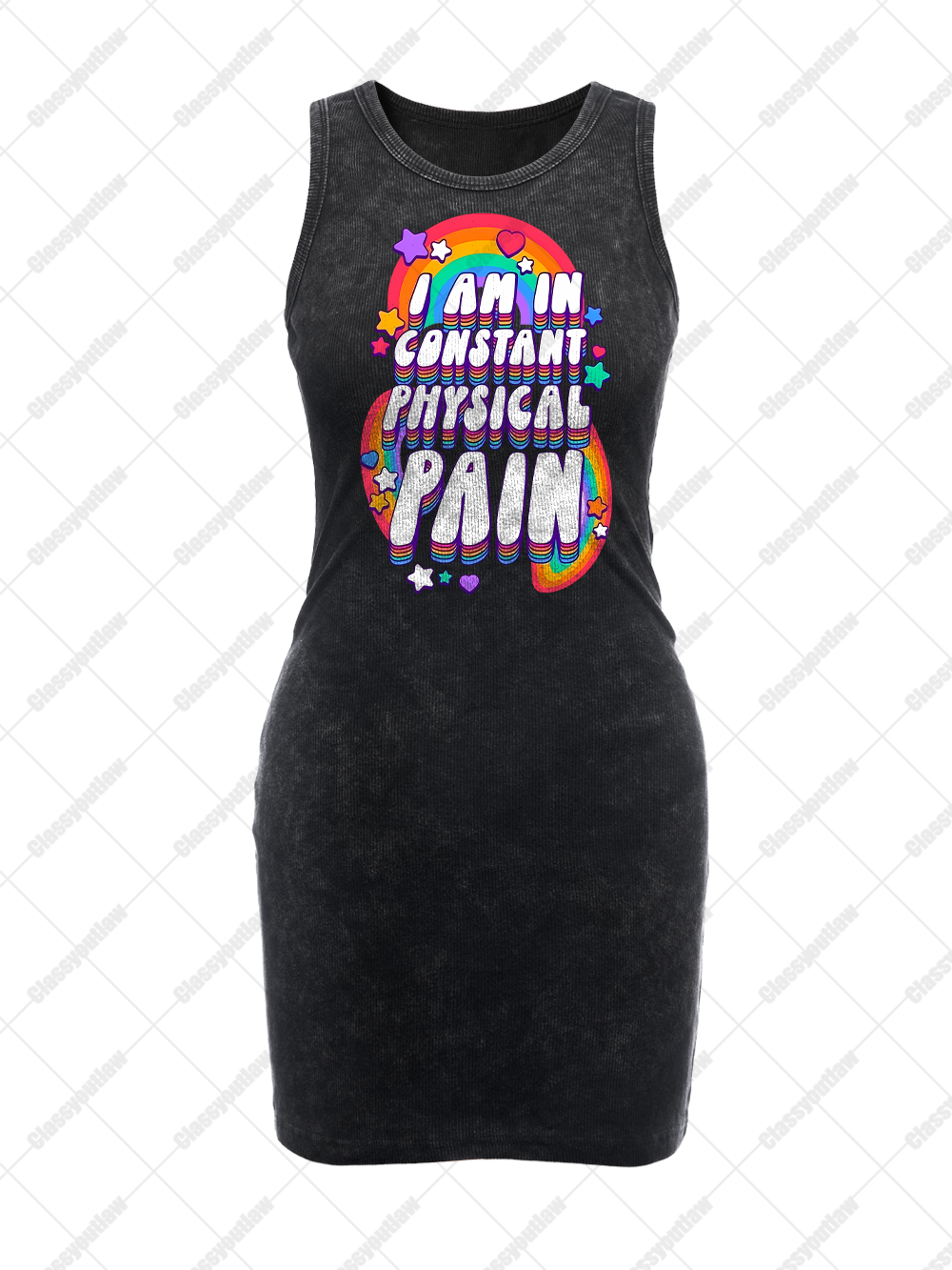 I AM IN CONSTANT PHYSICAL PAIN VINTAGE BODYCON TANK DRESS