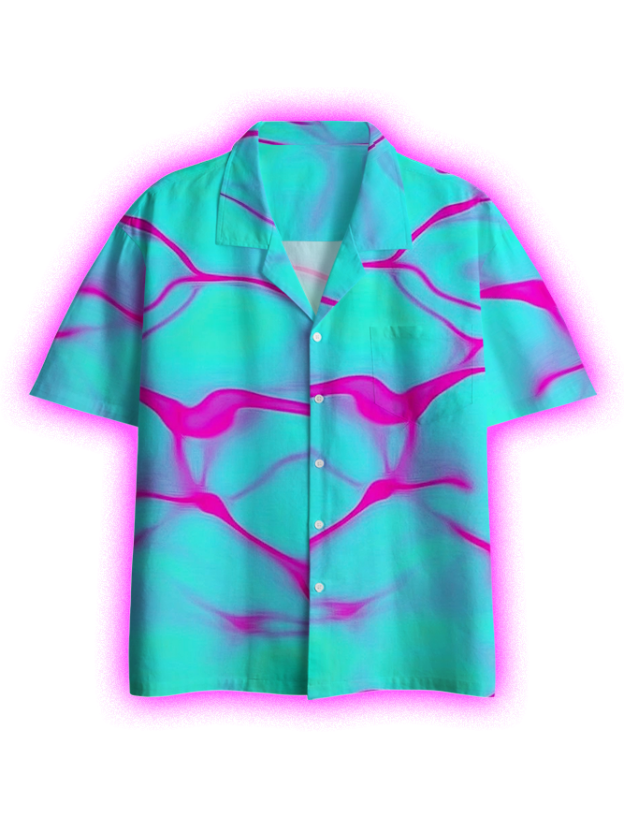 Neon Wave Button Up Pocket Shirt