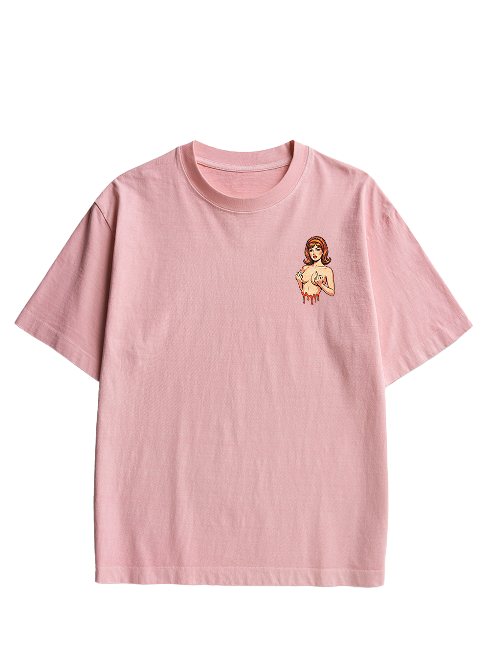DRIPPING PIN-UP MIDDLE FINGER AAA DOUBLE SIDED PRINT WASHED TSHIRT