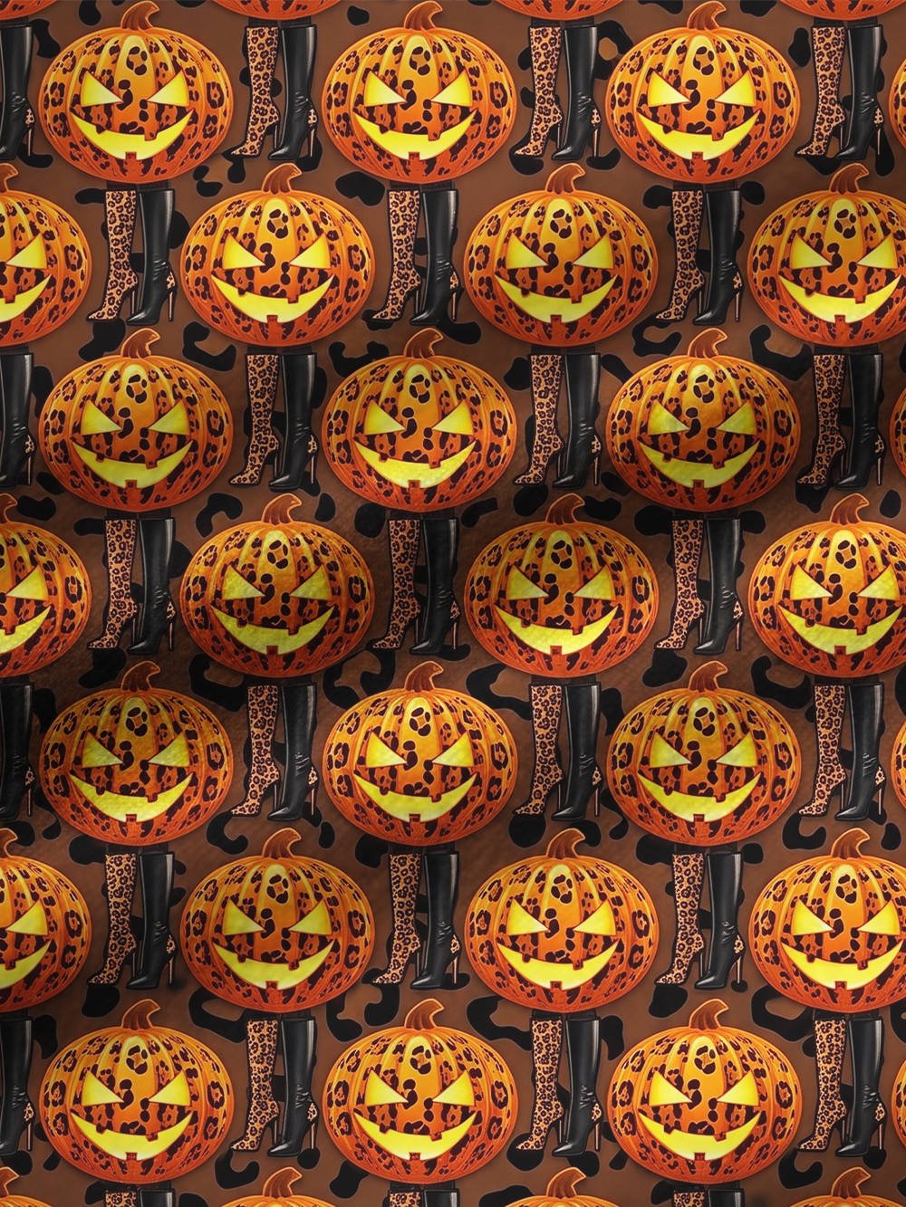 PUMPKIN LEOPARD FULL-PRINT SPAGHETTI-STRAP TOP