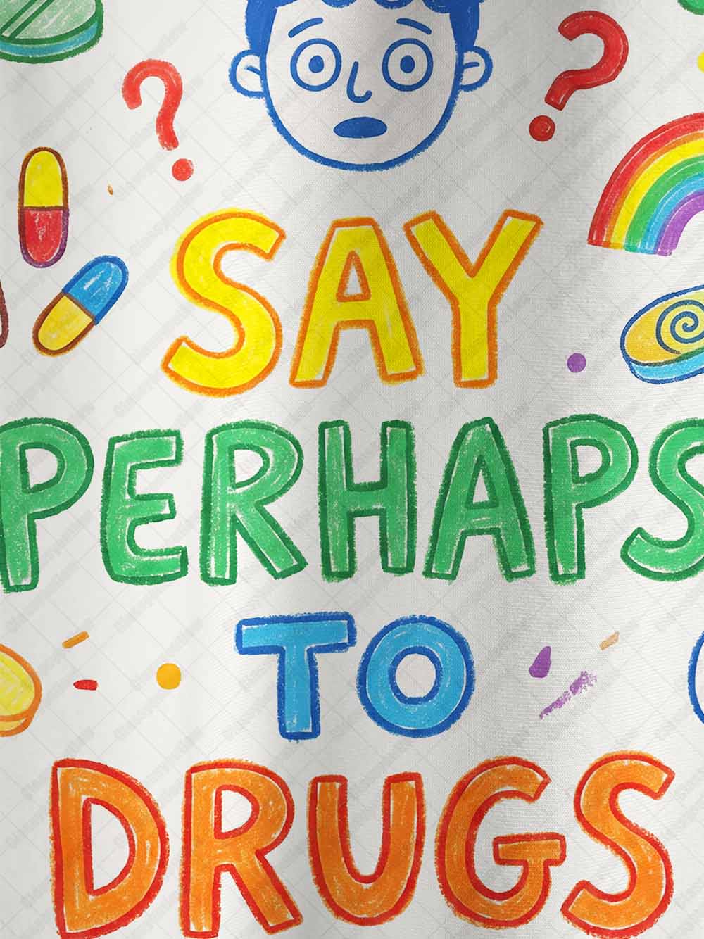 SAY PERHAPS TO DRUGS Eco Oversized Graphic Tees