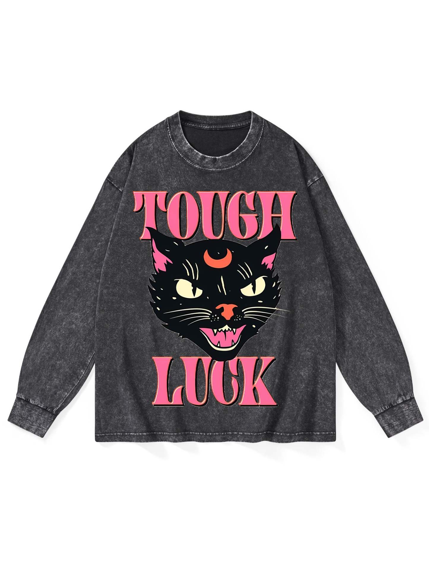 Tough Luck Washed Long-Sleeve Tshirt-ClassyOutlaw Sale