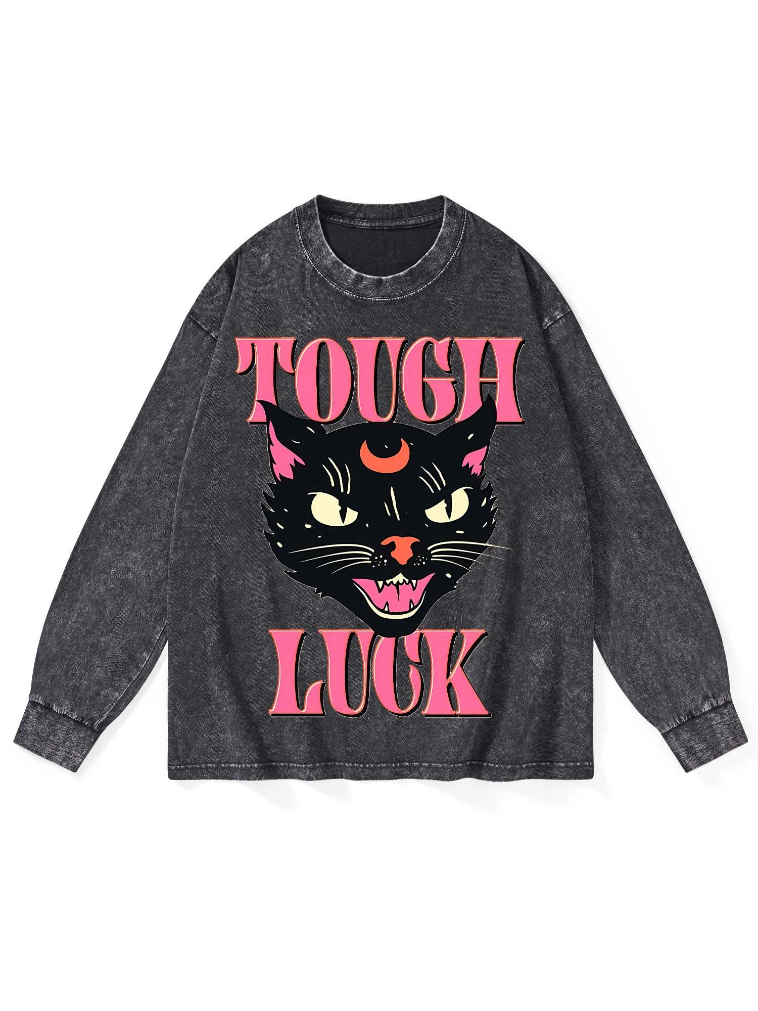 Tough Luck Washed Long-Sleeve Tshirt-ClassyOutlaw Sale