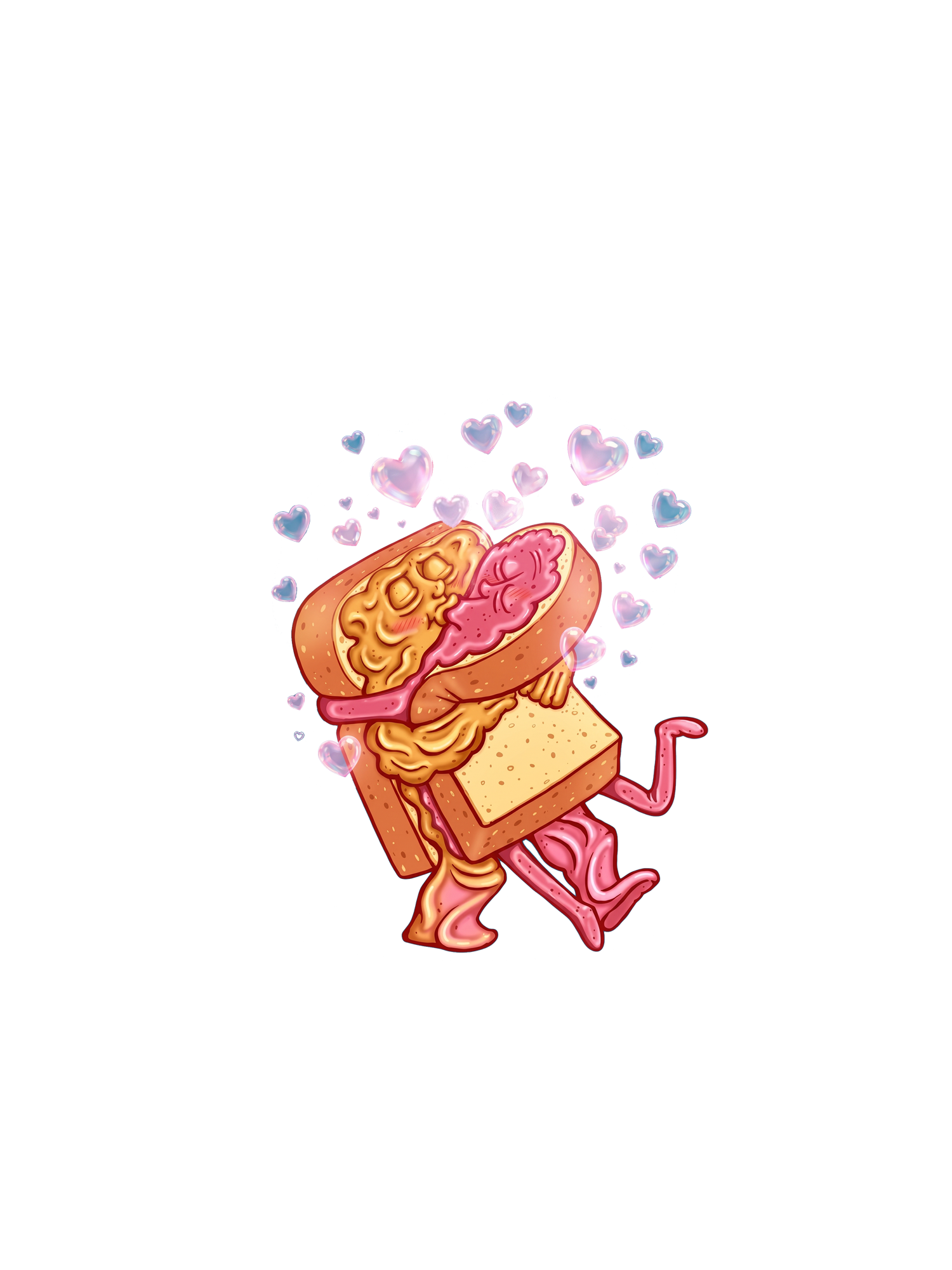 Pink Cute Hugging Sandwich Washed Tshirt