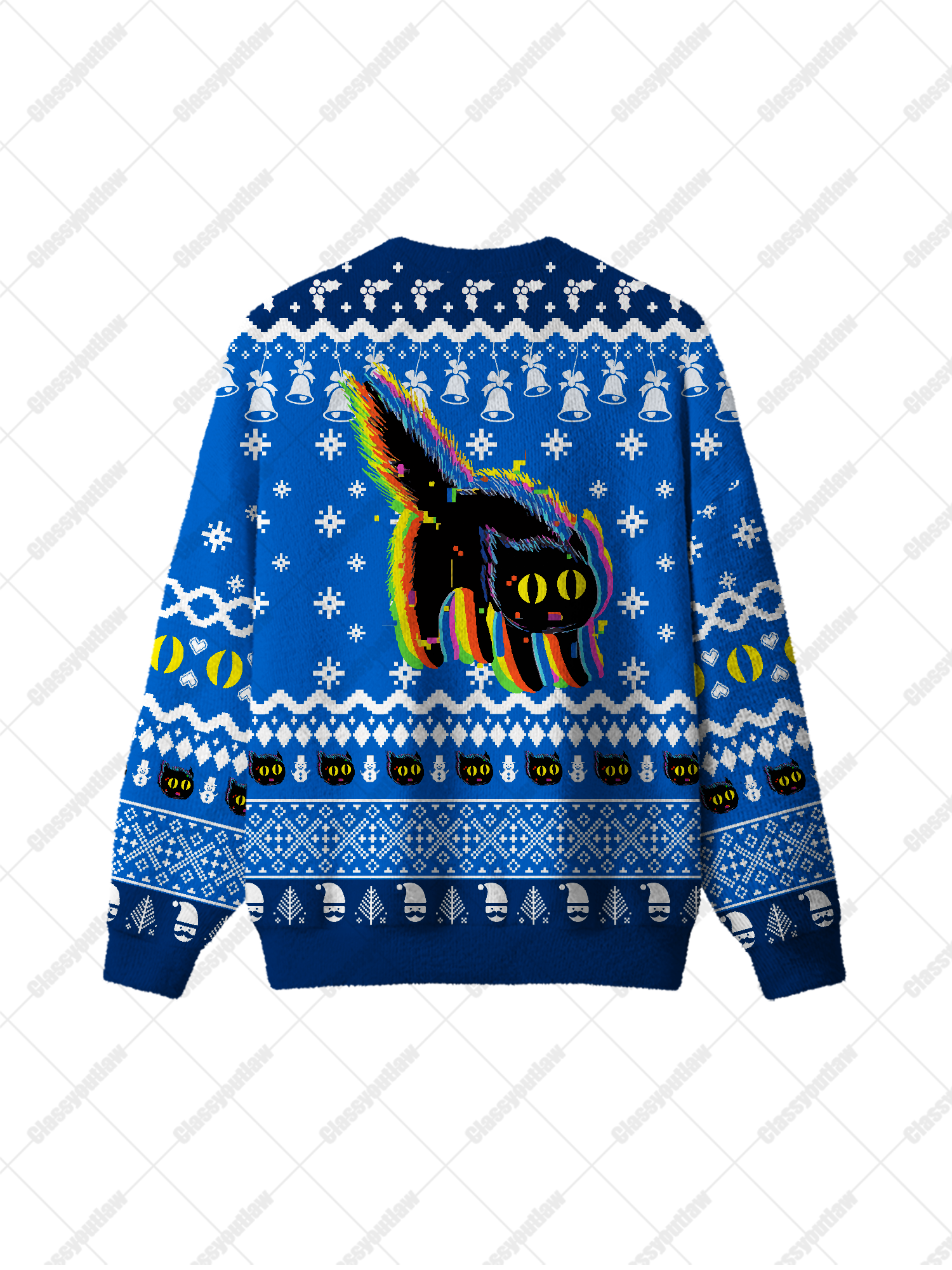 Neon Black Cat UGLY CHRISTMAS SWEATSHIRT