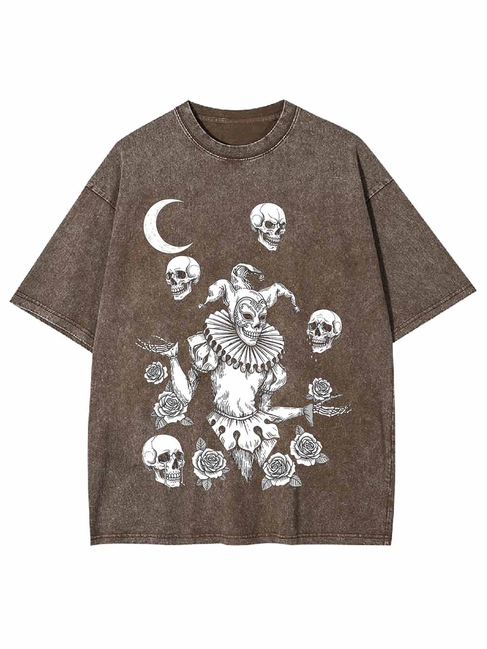Skull Clown Rose Washed Tshirt