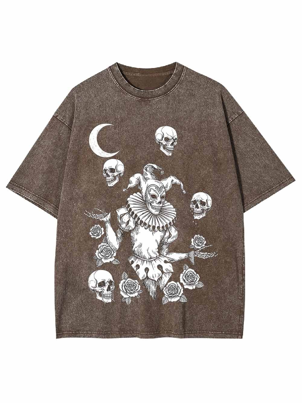 Skull Clown Rose Washed Tshirt