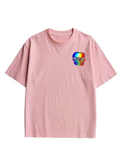 Skull Illusion Double Sided Print Washed TShirt