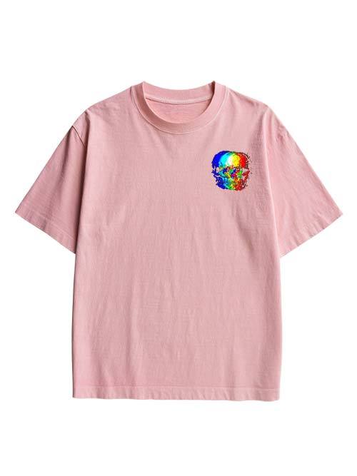 Skull Illusion Double Sided Print Washed TShirt