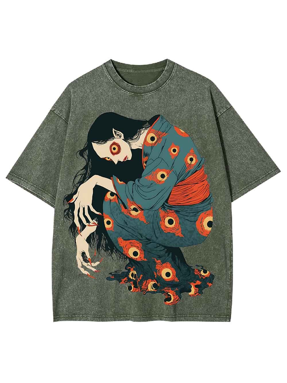 Eye Patterned Woman Washed Tshirt