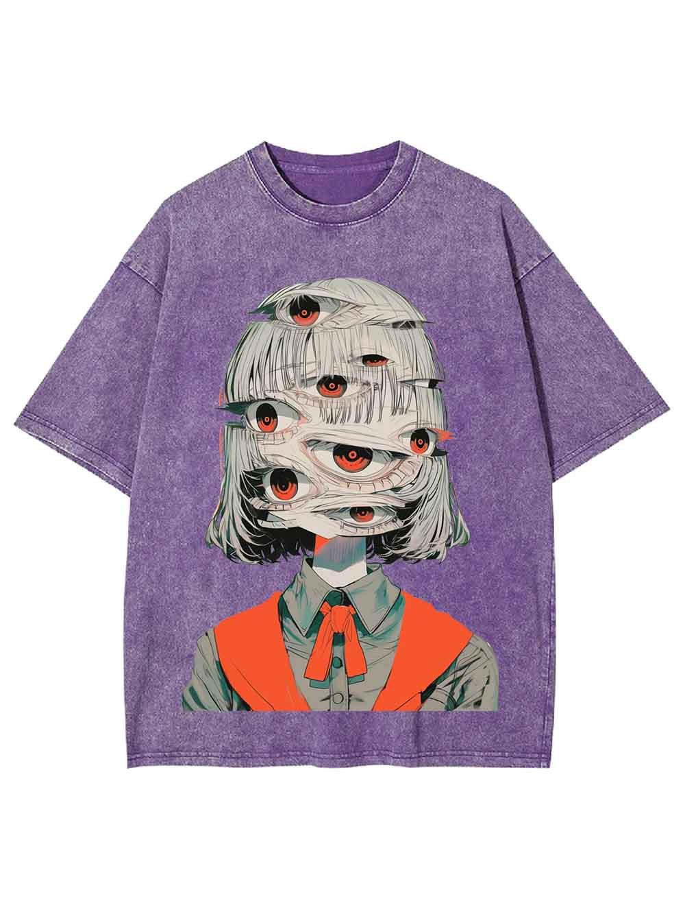 Girl with Multiple Eyes Washed Tshirt
