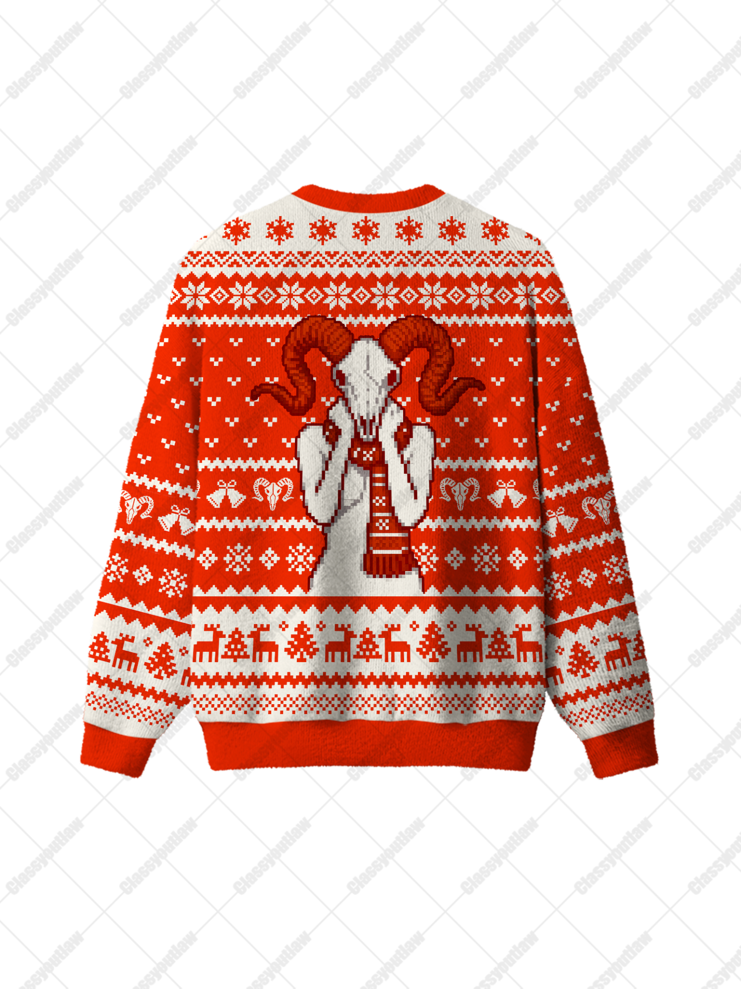 Skull Ram Horn UGLY CHRISTMAS SWEATSHIRT