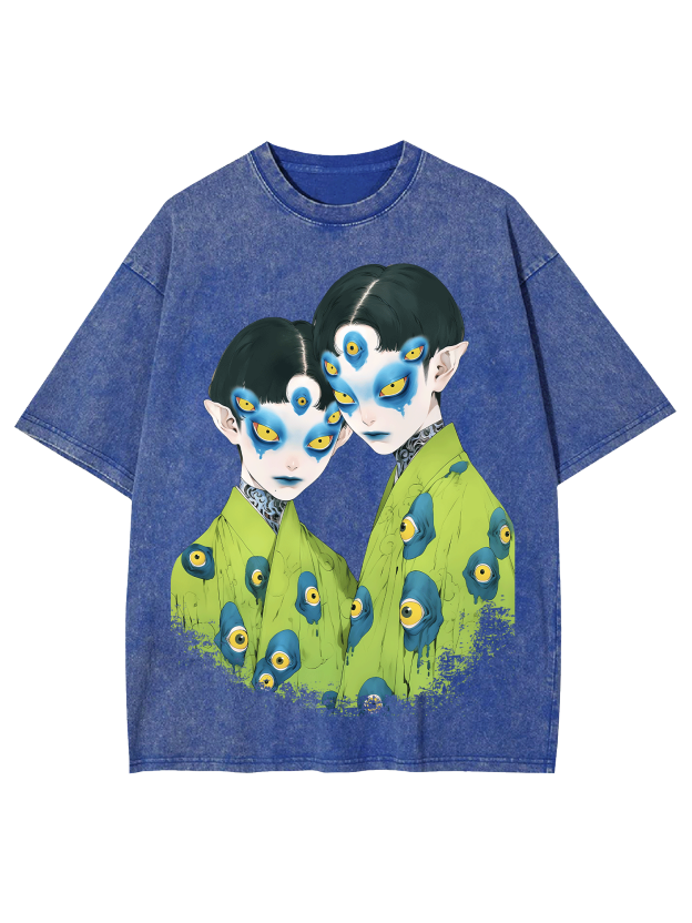 Mysterious Twin Eyes Washed Tshirt