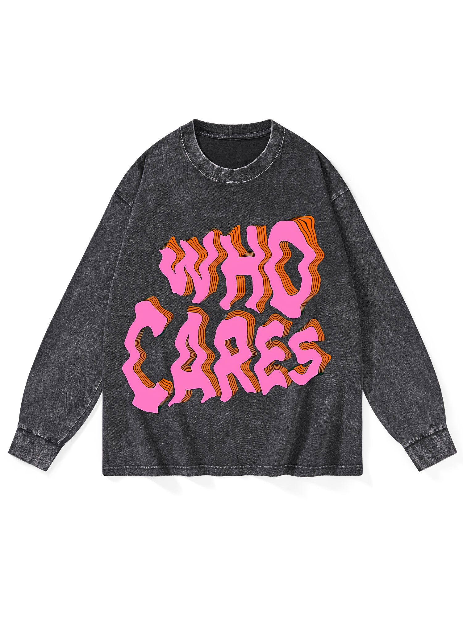WHO CARES WASHED LONG-SLEEVE TSHIRT