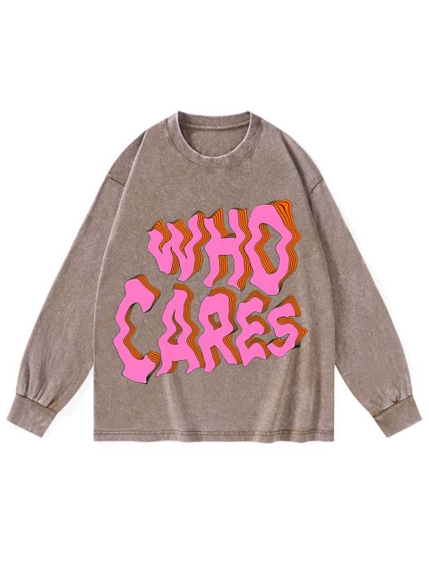 WHO CARES WASHED LONG-SLEEVE TSHIRT
