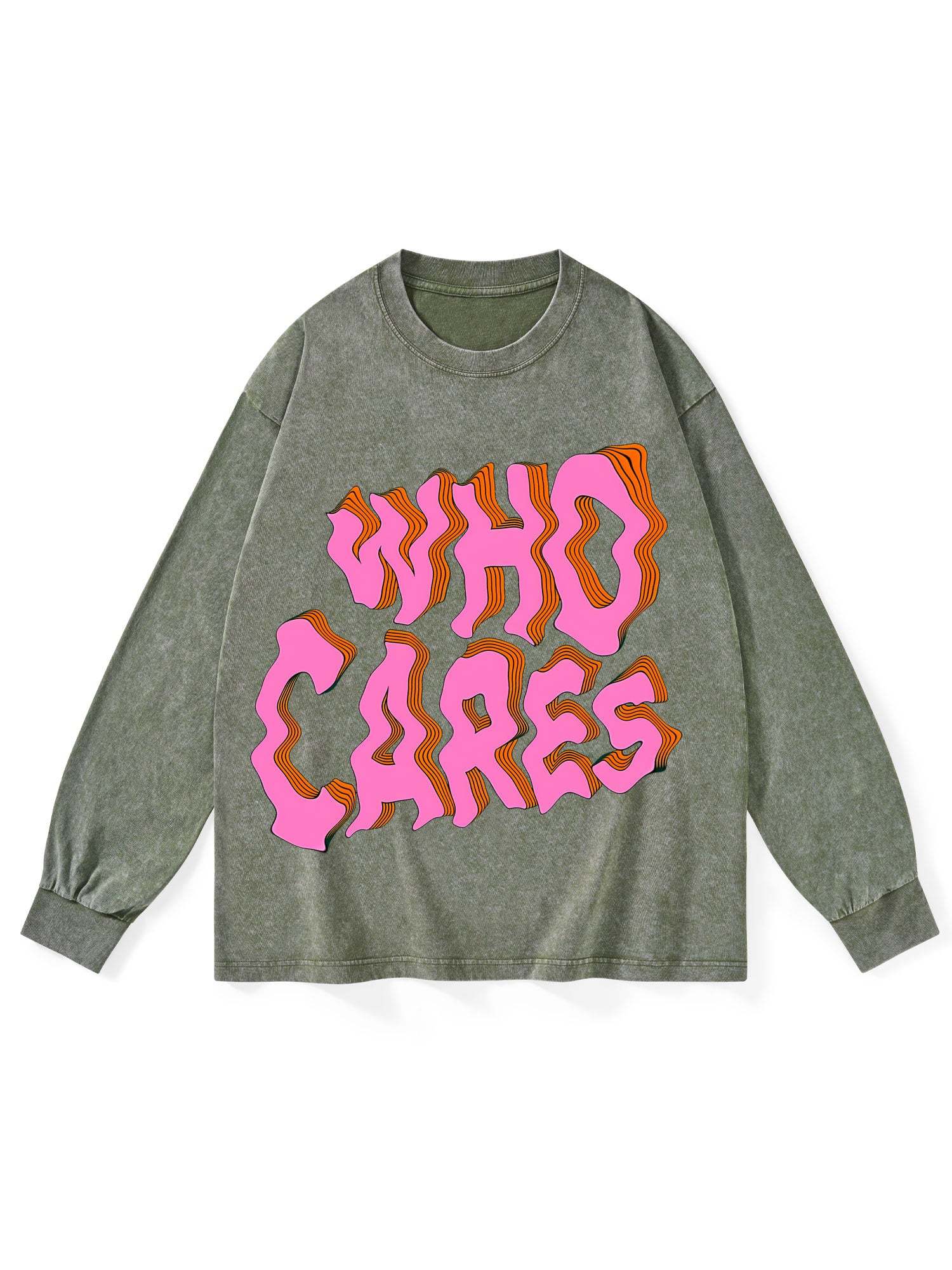 WHO CARES WASHED LONG-SLEEVE TSHIRT