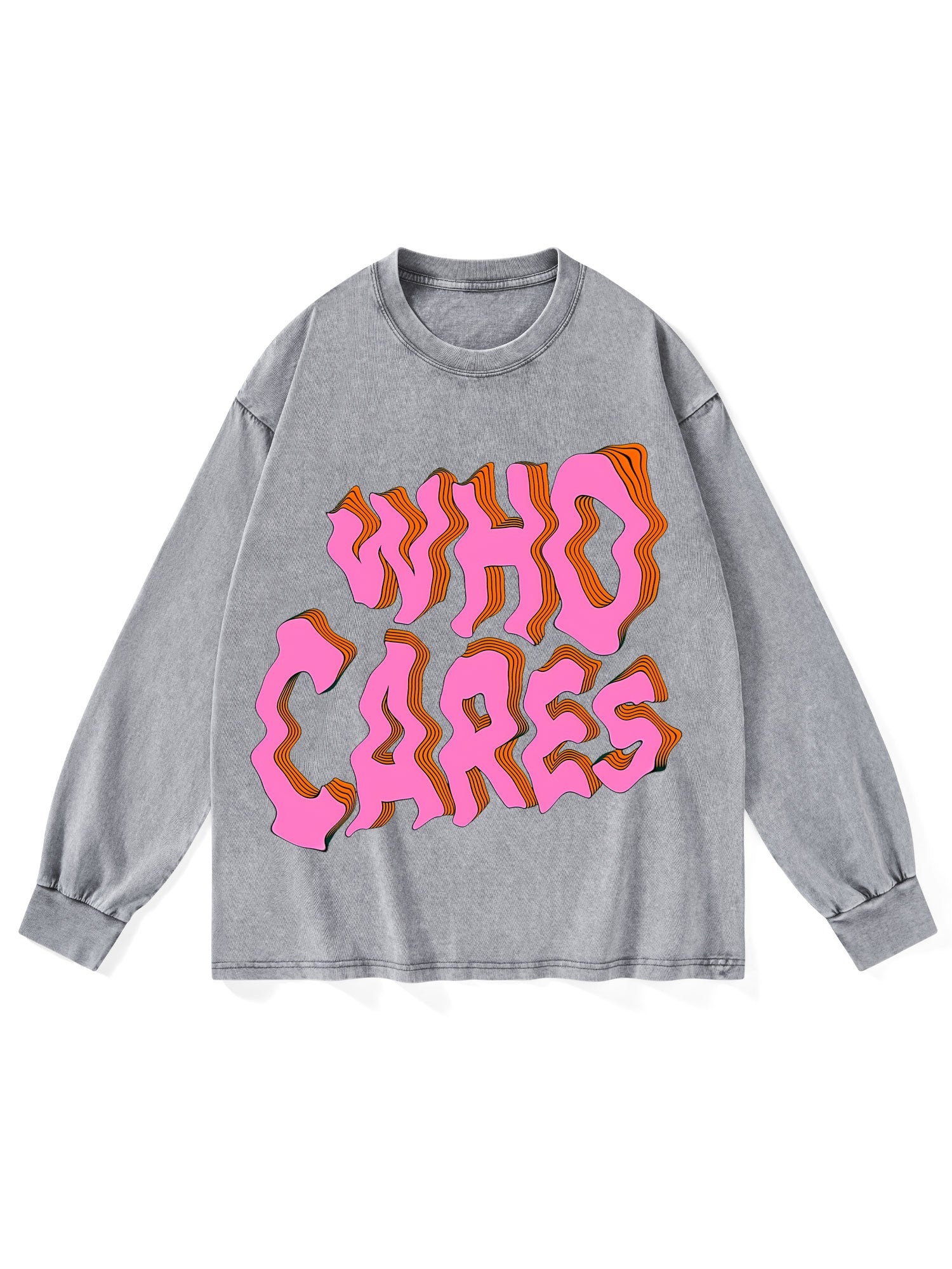 WHO CARES WASHED LONG-SLEEVE TSHIRT