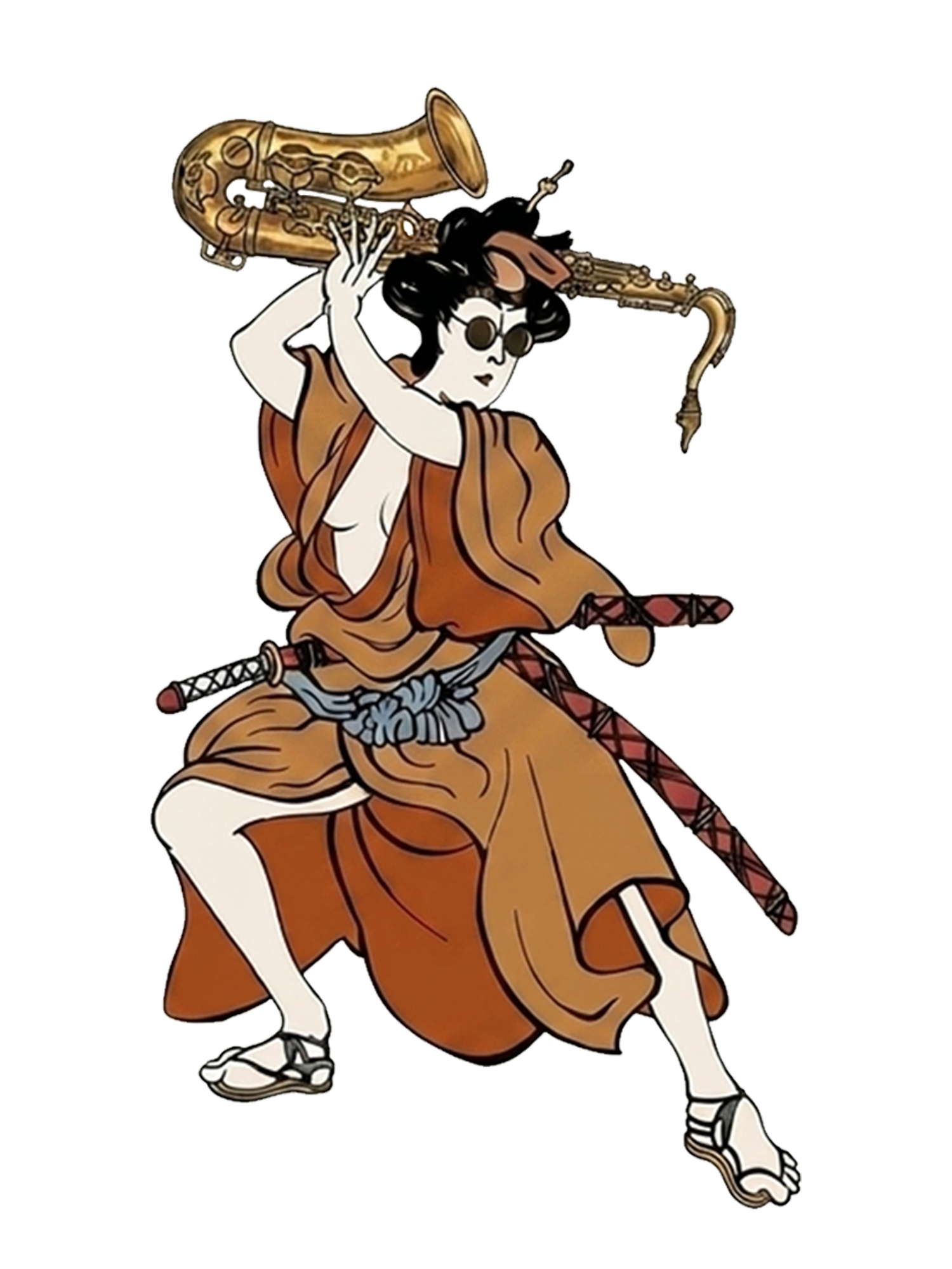 Ukiyo-e Style Warrior Washed Tshirt