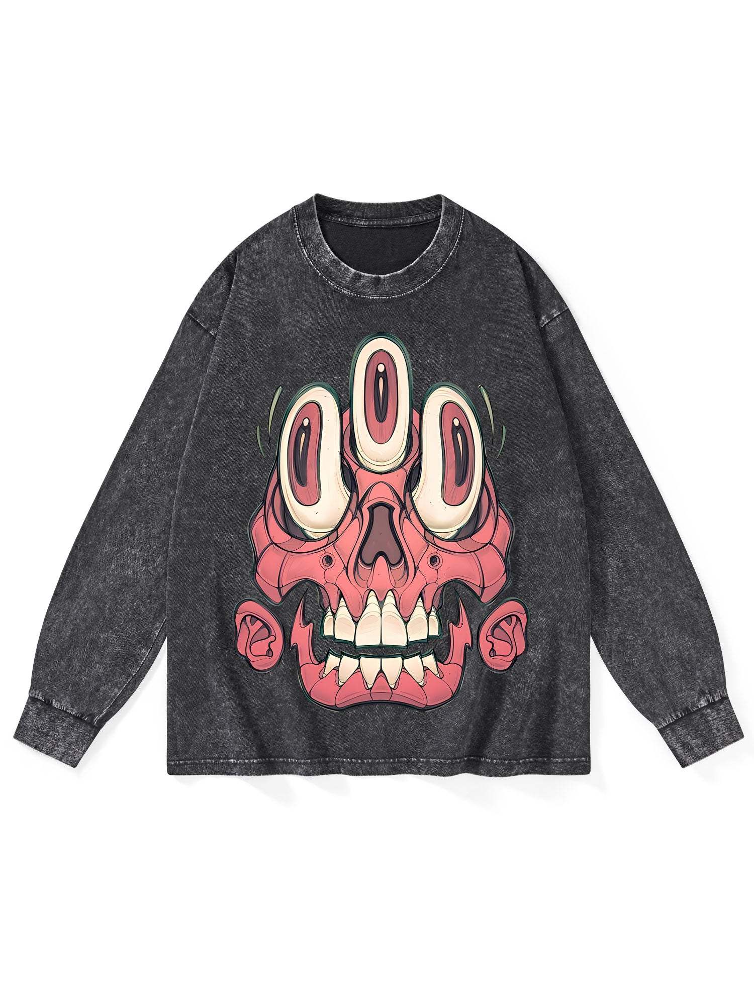 3 Eyes Skell Washed Long-Sleeve Tshirt-ClassyOutlaw Sale