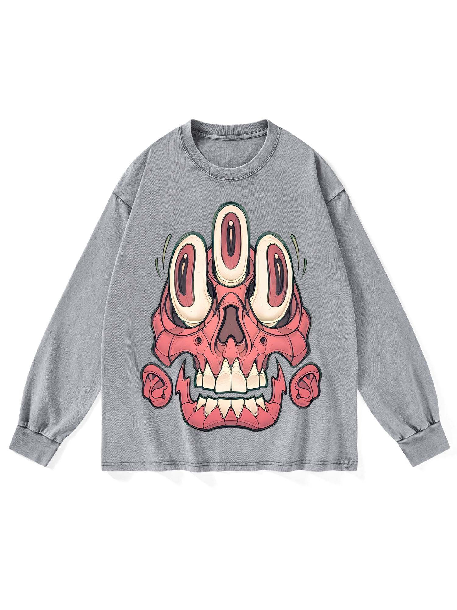 3 EYES SKELL WASHED LONG-SLEEVE TSHIRT