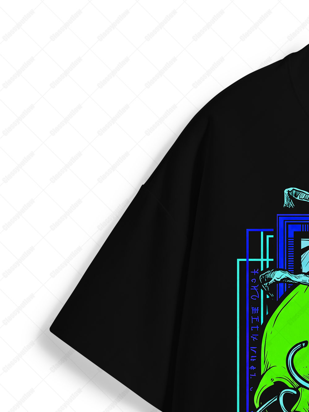 NEON GREEN SKELETON DOUBLE ROW ECO OVERSIZED GRAPHIC TEES